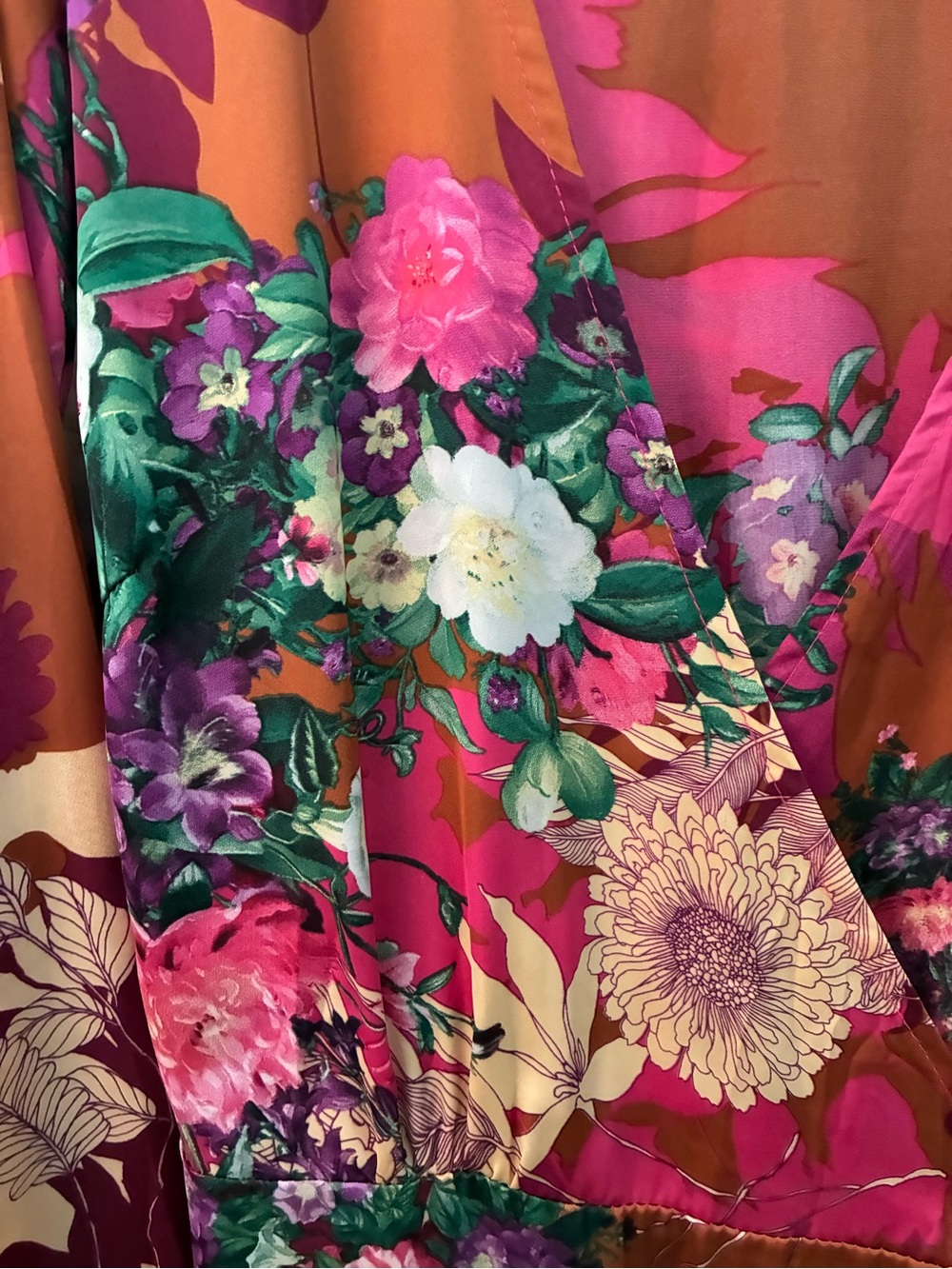 Lulus | Put on a Smile Burgundy Floral Print Satin Wrap Maxi Dress - Picture 9 of 11